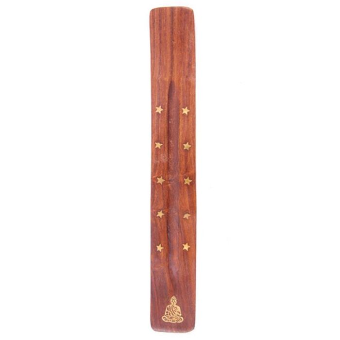 Puckator Sheesham Wood Ashcatcher Incense Stick Burner Buddha & Stars Inlay